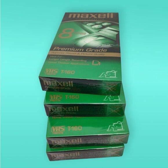 Premium Grade Maxell VHS T160 Superior Sound Factory Sealed 4 NEW Videocassettes - Picture 7 of 10